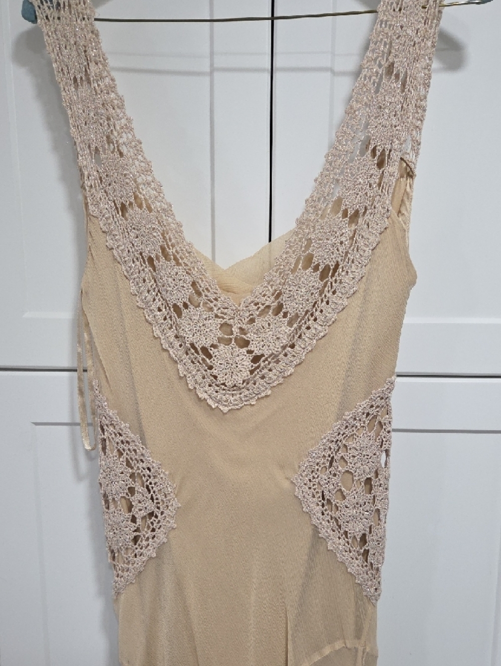Diane Von Furstenberg Cream Crochet-Trim Sleeveless Maxi Dress - Picture 7 of 9